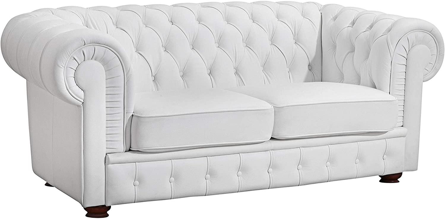 Bridgeport Sofa 2-Sitzer pigmentiertes Nappaleder Weiß Buche Nussbaumfarben Bild 1