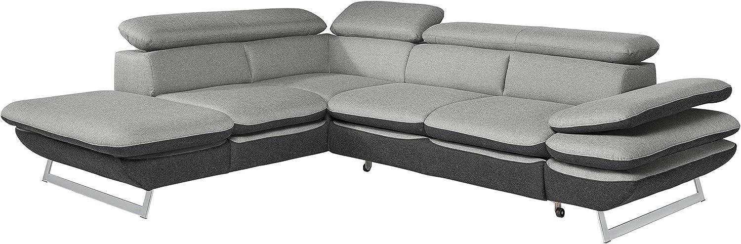 Mivano Ecksofa Prestige / L-Form-Sofa mit Ottomane / Kopfstützen und Armlehne verstellbar / 265 x 74 x 223 / Zweifarbiger Strukturstoff, grau/anthrazit Bild 1