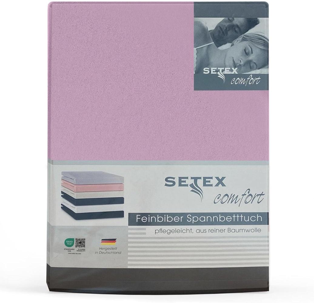 SETEX Feinbiber Spannbettlaken, 140 x 200 cm großes Spannbetttuch, 100 % Baumwolle, Bettlaken in Flieder Bild 1