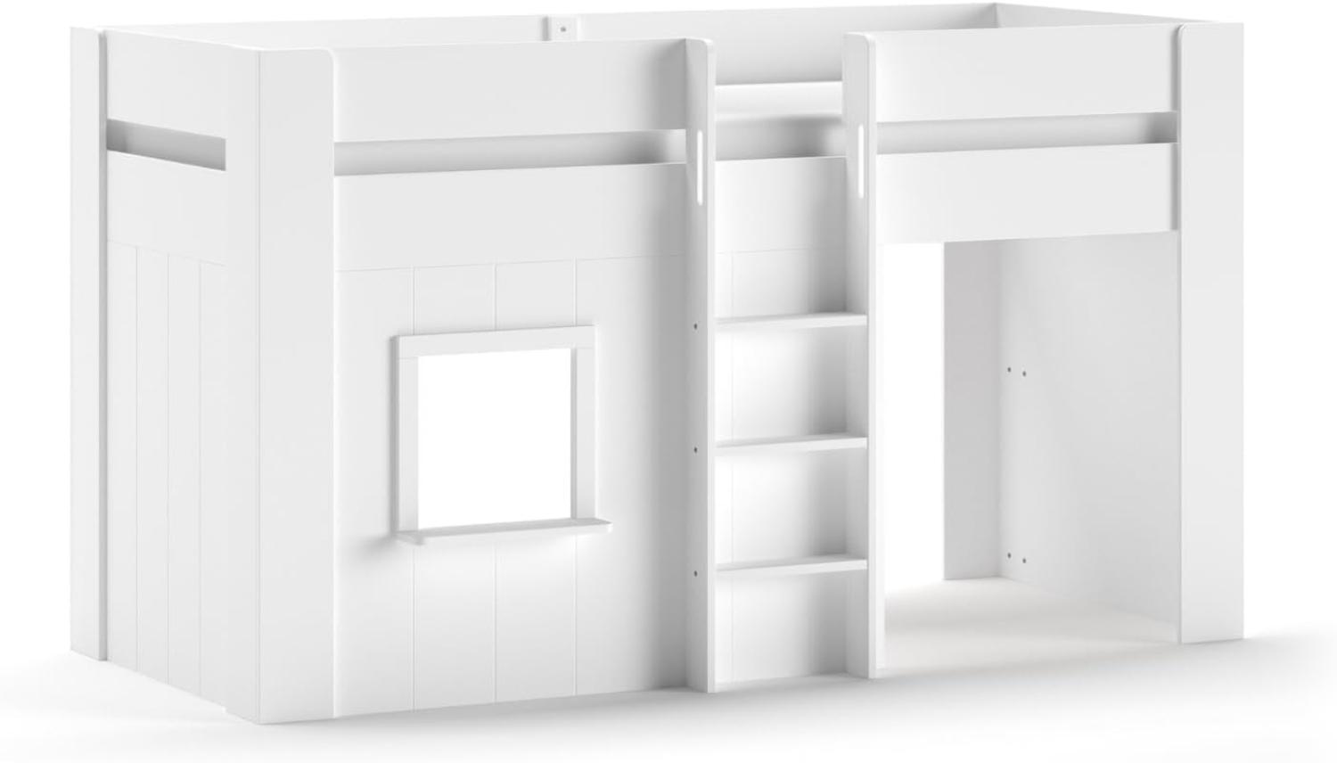 RENO halbhohes Spielbett 90 x 200 cm Liegefläche, Weiß Bild 1