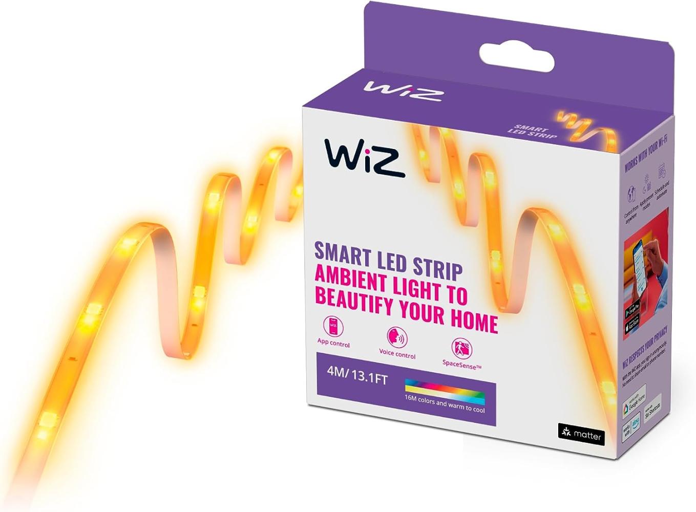 WiZ Tunable White & Color LED Strip, 4m, Type-C, 16 Mio. Farben, smarte Steuerung per App/Stimme über WLAN Bild 1
