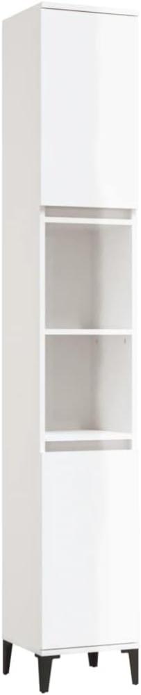 Badschrank Hochglanz-Weiß 30x30x190 cm Holzwerkstoff Bild 1