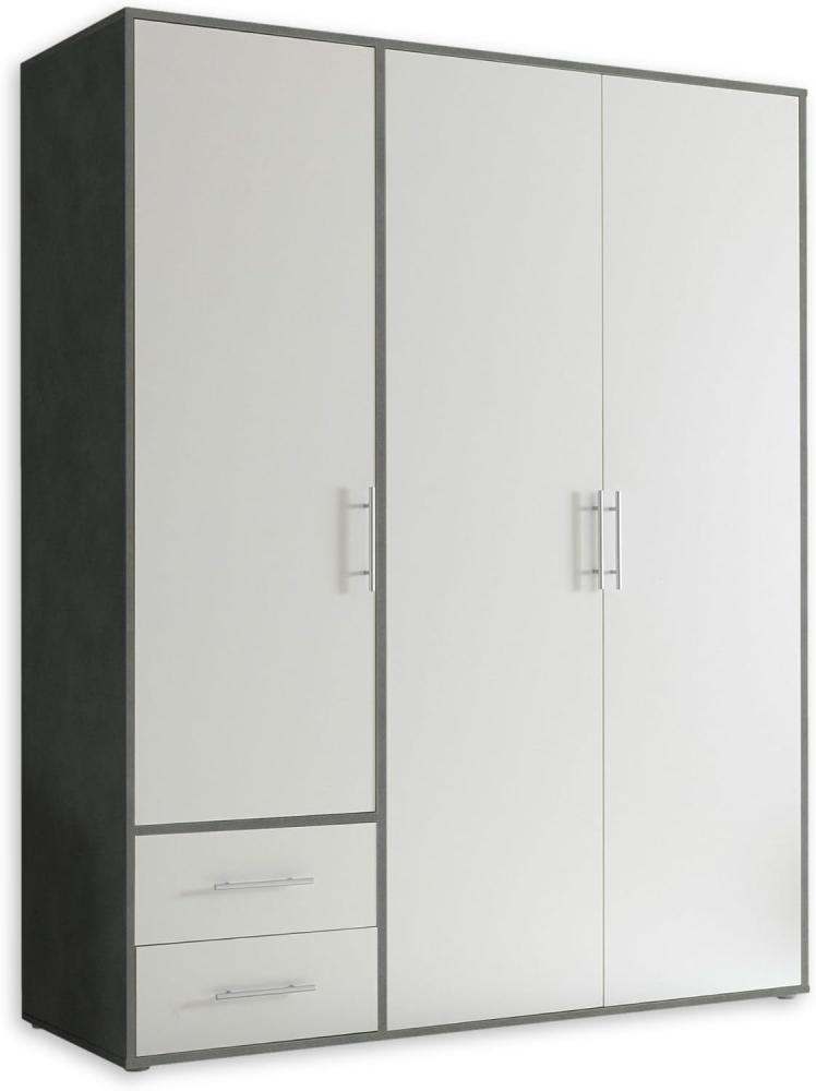 VALENCIA Kleiderschrank in Matera, Weiß - Vielseitiger Drehtürenschrank 3-türig mit viel Stauraum für Ihr Schlafzimmer - 155 x 195 x 60 cm (B/H/T) Bild 1