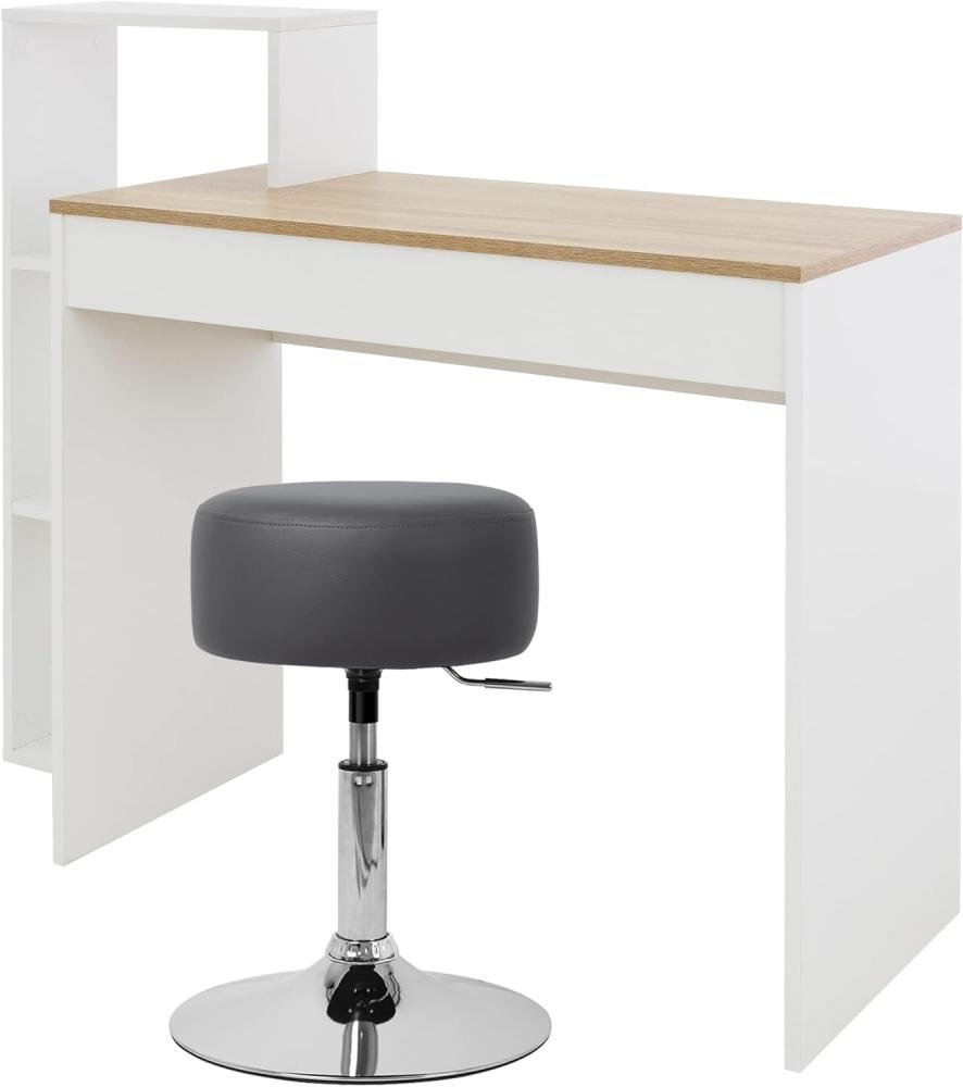 Schreibtisch mit Sitzhocker 110x72x40 cm Weiß/Sonoma-Eiche aus Holz ML-Design Bild 1