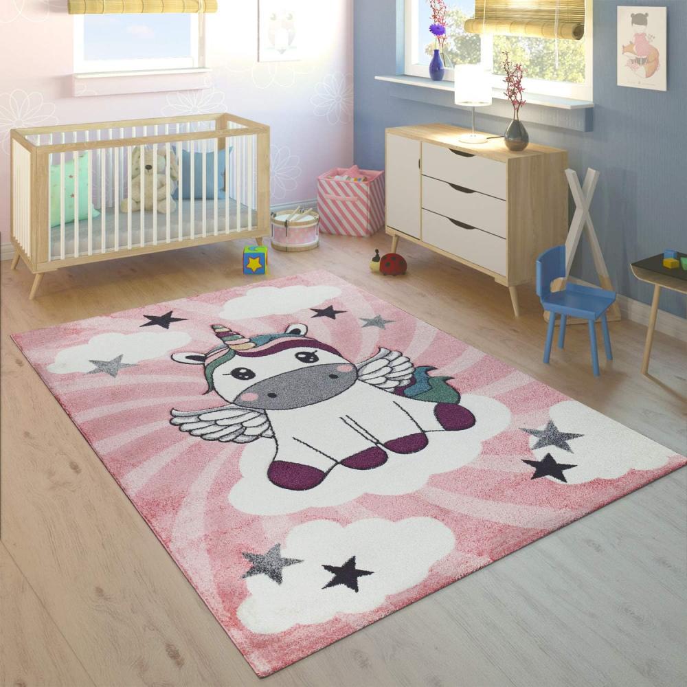 Kinderteppich »Cosmo 395«, Paco Home, rechteckig, Höhe 12 mm, 3D-Design, niedliches Einhorn Motiv, Pastell-Farben, Kinderzimmer Bild 1