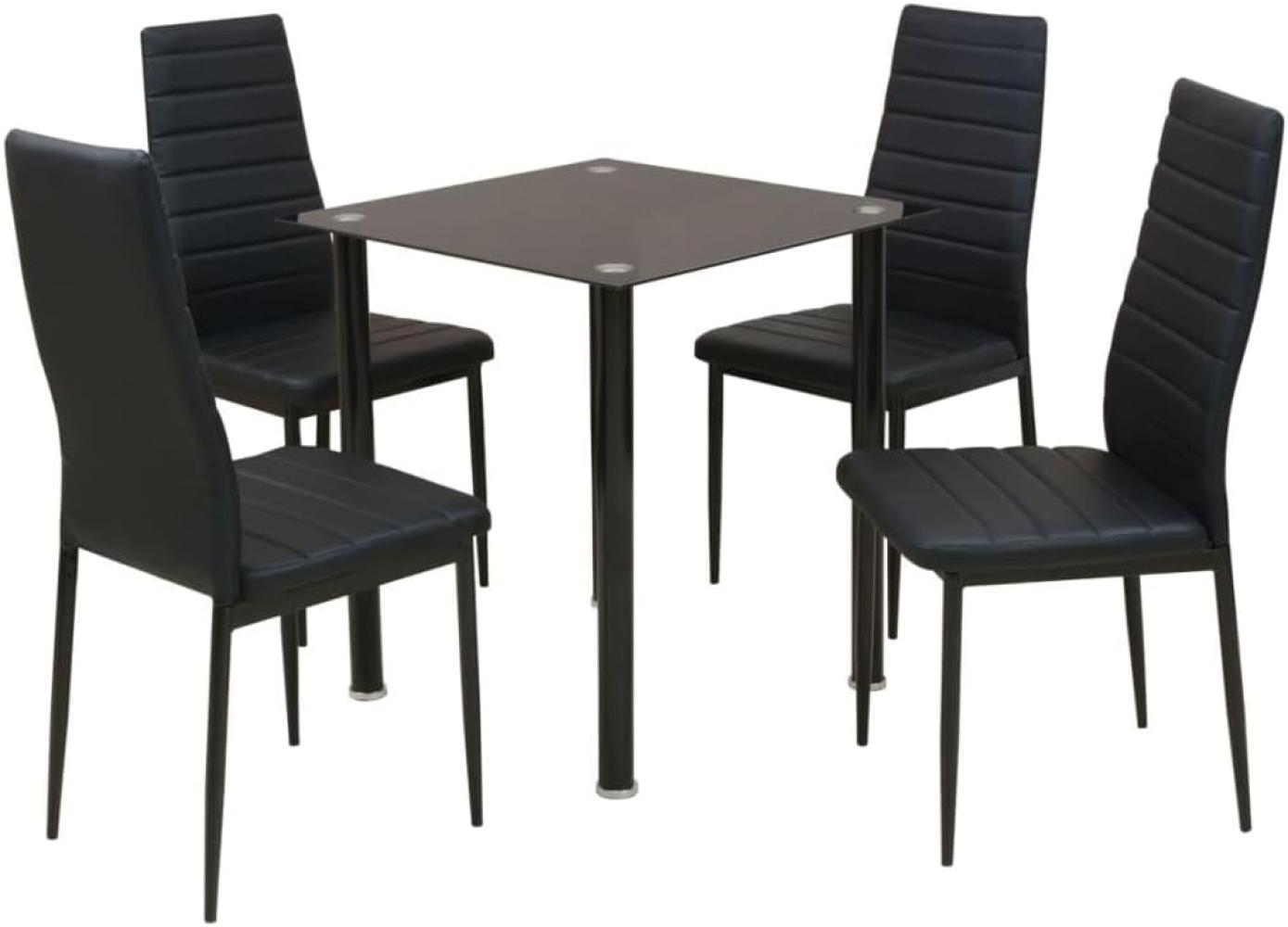 5-tlg. Essgruppe Esstisch mit Stühlen Schwarz Bild 1