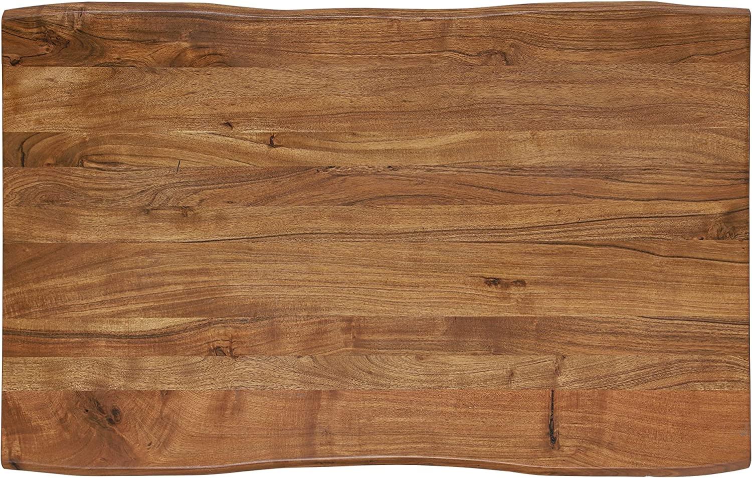 WOMO-DESIGN Baumkantentisch 110x70 cm, Unikat, handgefertigt aus Massivholz Akazienholz mit X-Füße Metallgestell Stahl Schwarz, Couchtisch Wohnzimmertisch Beistelltisch Sofatisch Holztisch Kaffeetisch Bild 1