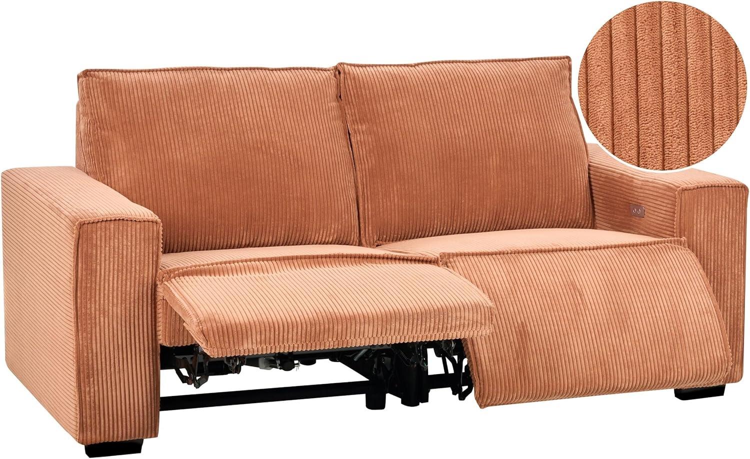 3-Sitzer Sofa Cord orange elektrisch verstellbar NUKARI Bild 1