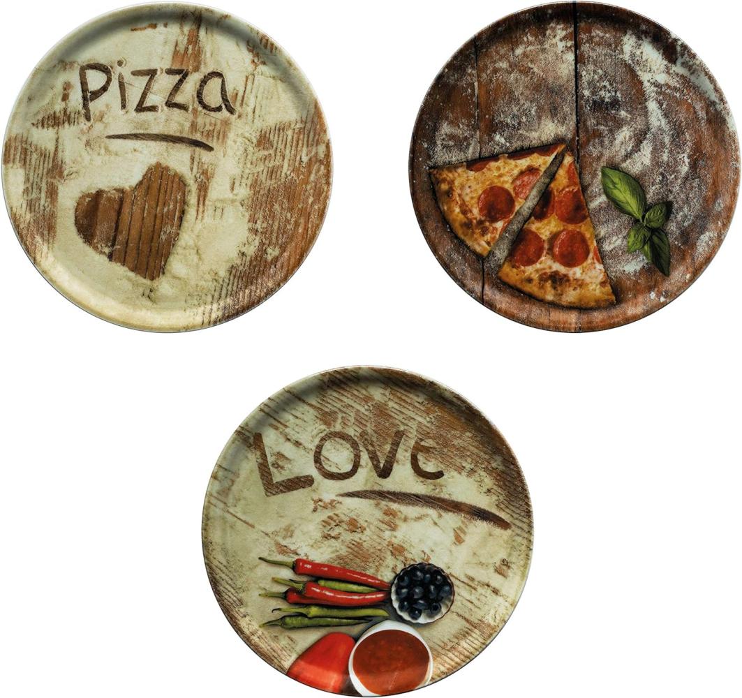 3er Set Pizzateller Oliven-, Salami- & Lieblingspizza Ø 31cm Platte XL-Teller Bild 1