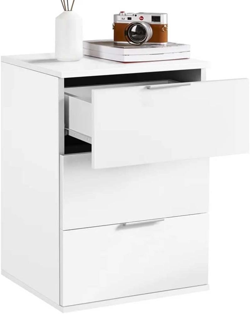 BAKAJI Nachttisch mit 3 Schubladen, modernes Design aus Holz, Holzwerkstoff Metall, 3 cassetti Bianco Bild 1