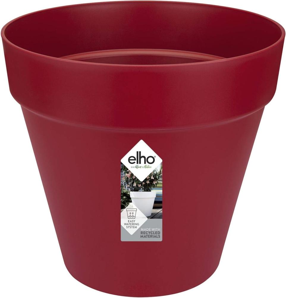 elho Loft Urban Rund 25 - Blumentopf für Außen - 100% recyceltem Plastik - Ø 24. 5 x H 22. 0 cm - Rot/Cranberry Rot Bild 1