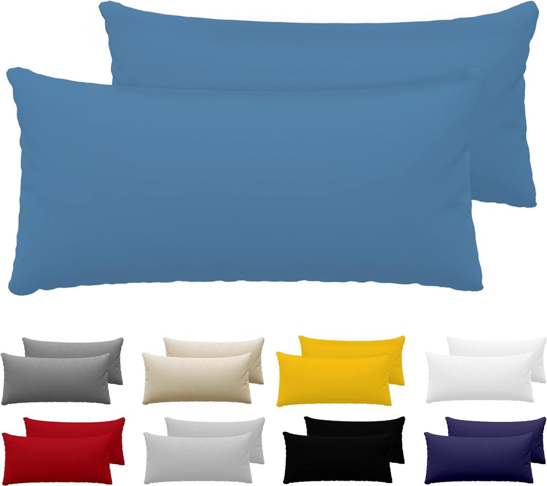 Dreamzie Kissenbezug 50x80 (Set mit 2) - 100% Jersey Baumwolle 150 g/qm Kissenbezüge -Blau - Für Kopfkissenbezug 50x80 - Kissenhülle - Kissenbezug - Resistent und Hypoallergen Bild 1