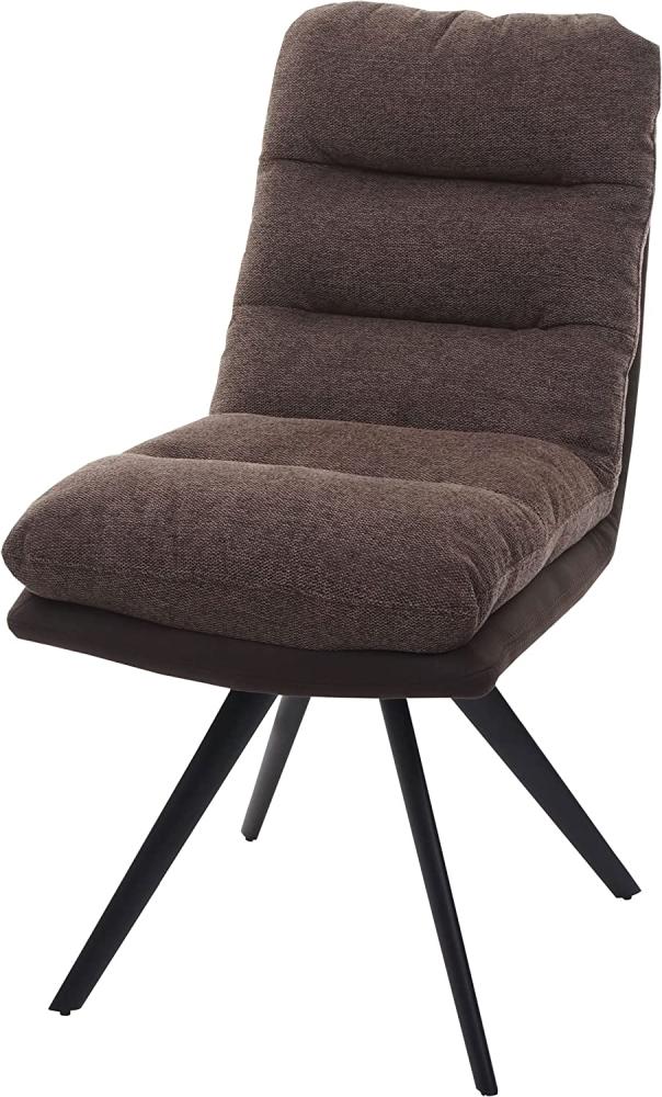Esszimmerstuhl HWC-G66, Küchenstuhl Stuhl, drehbar Auto-Position Stoff/Textil ~ braun-dunkelbraun Bild 1