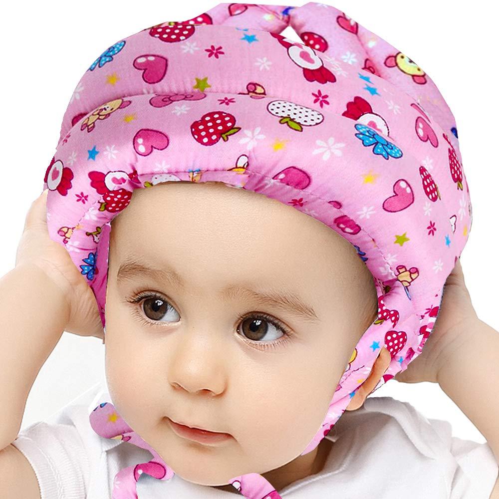 IULONEE Baby Helm Kopfschutz Kleinkind Schutzhut Baumwolle Verstellbarer Sicherheitshelm (Rosa) Bild 1