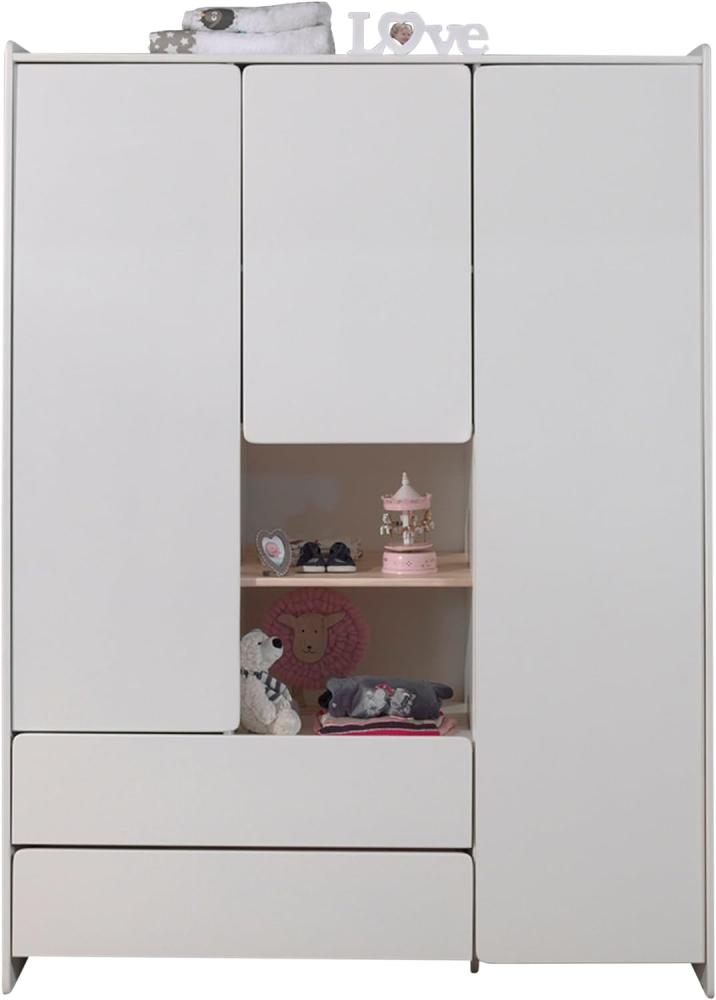Vipack 'Kiddy' 3-trg. Kleiderschrank, weiß, mit Kleiderstange, 2 Schubladen und 8 Ablagefächern Bild 1
