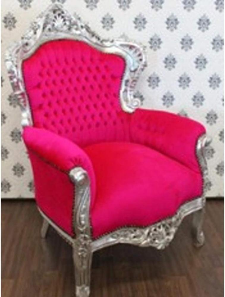 Casa Padrino Barock Sessel "King" Pink/Silber Bild 1