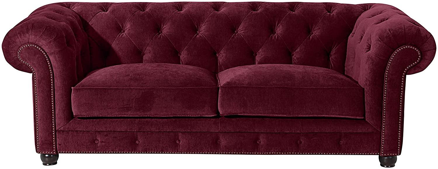 Orleans Sofa 2,5-Sitzer Microfaser Burgund Buche Nussbaumfarben Bild 1