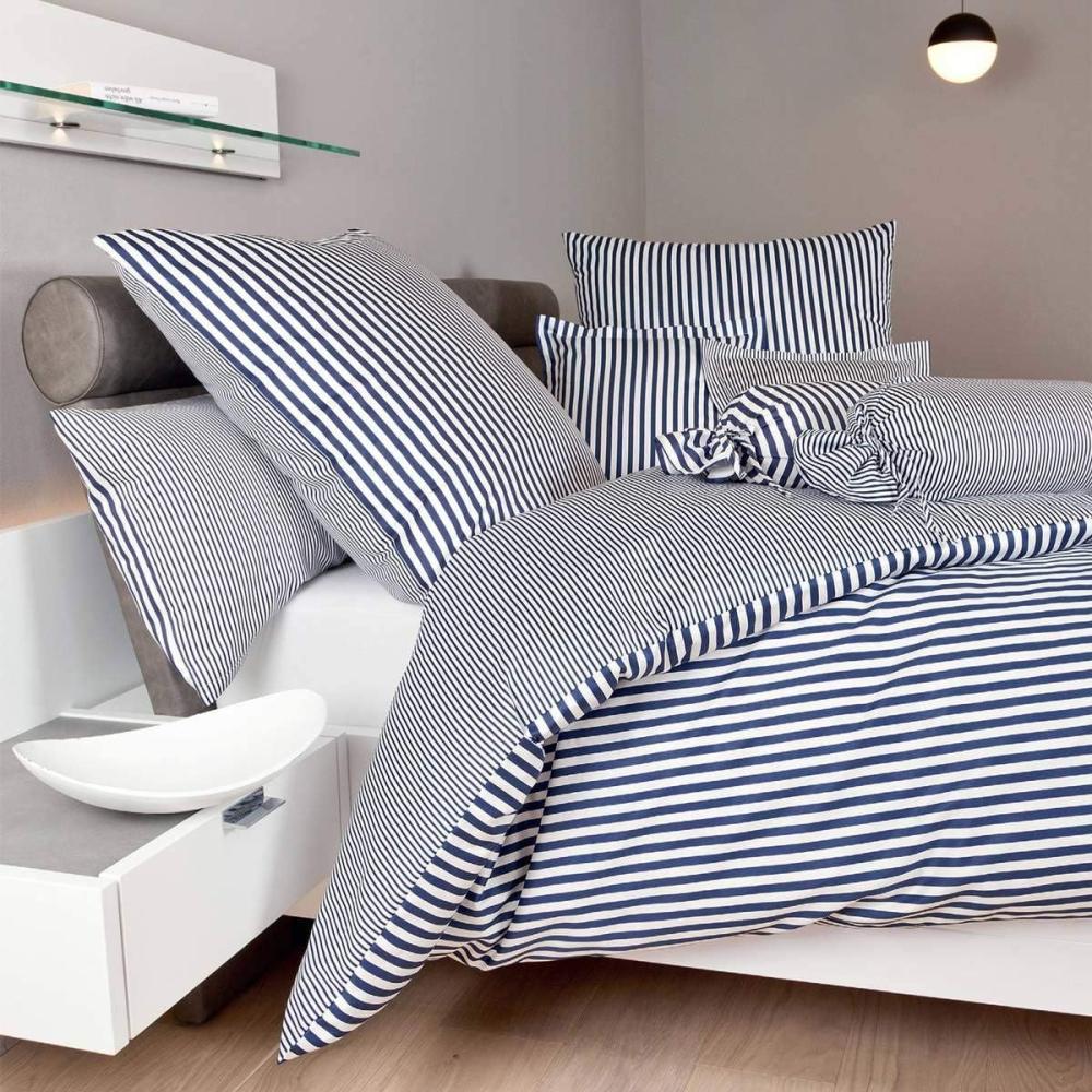 Janine Streifen-Bettwäsche modern classic dunkelblau | Bettbezug einzeln 155x200 cm Bild 1