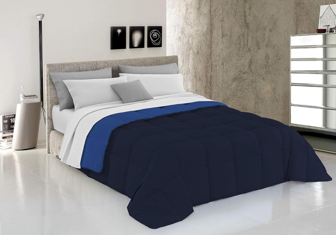 Italian Bed Linen Wintersteppdecke Elegant, Dunkel Blau, Doppelte, 100% Mikrofaser, Dunkelblau/Royal, 260x260cm Bild 1