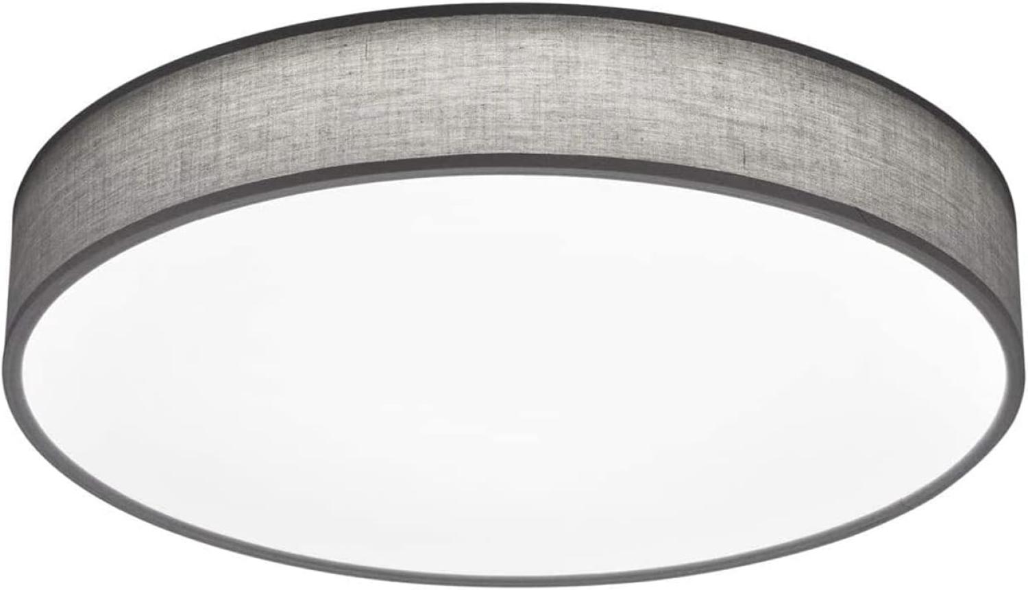 LED Deckenleuchte LUGANO mit Fernbedienung, Stoffschirm Grau Ø 60cm Bild 1