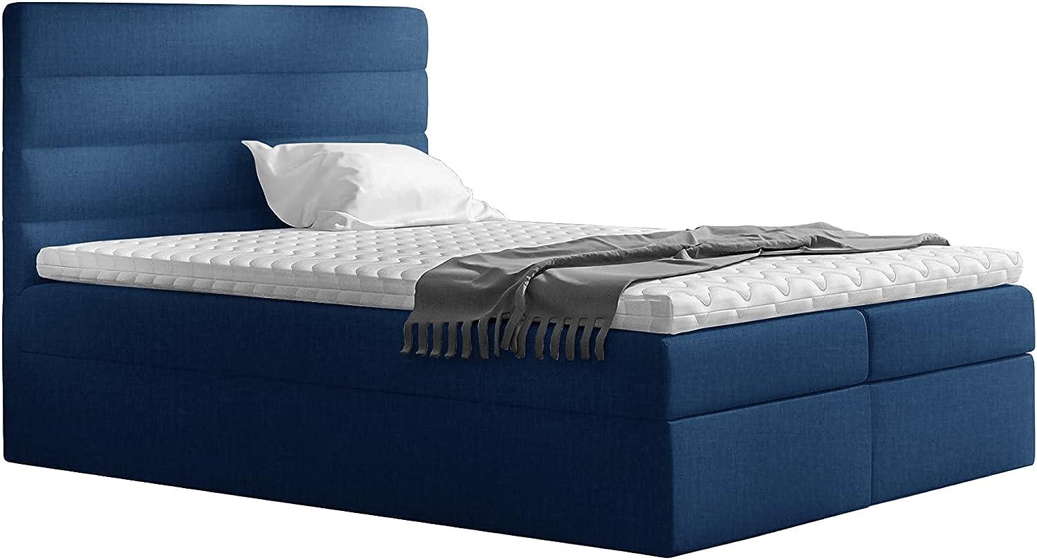 Stylefy 'Adelasia' Boxspringbett Strukturstoff Inari Dunkelblau 120 x 200 cm Bild 1