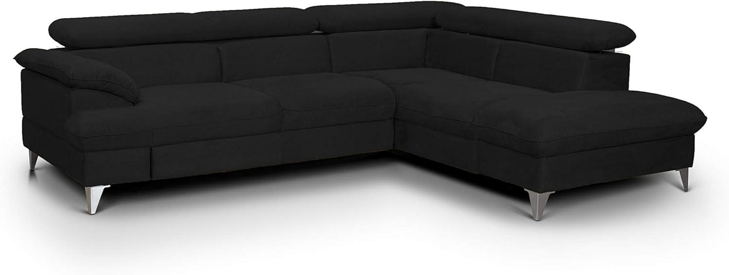 Mivano Eckcouch David / Modernes Sofa in L-Form mit verstellbaren Kopfteilen und Ottomane / 256 x 71 x 208 / Mikrofaser-Bezug, Schwarz Bild 1