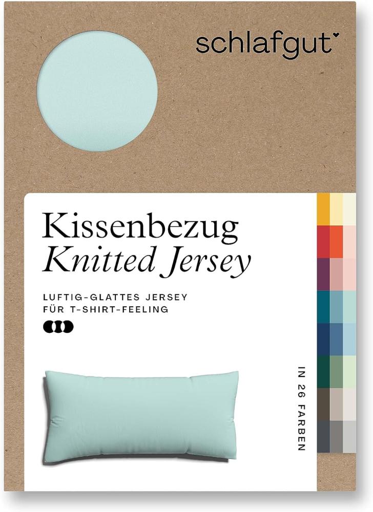 Schlafgut Knitted Jersey Bettwäsche | Kissenbezug einzeln 40x80 cm | petrol-light Bild 1