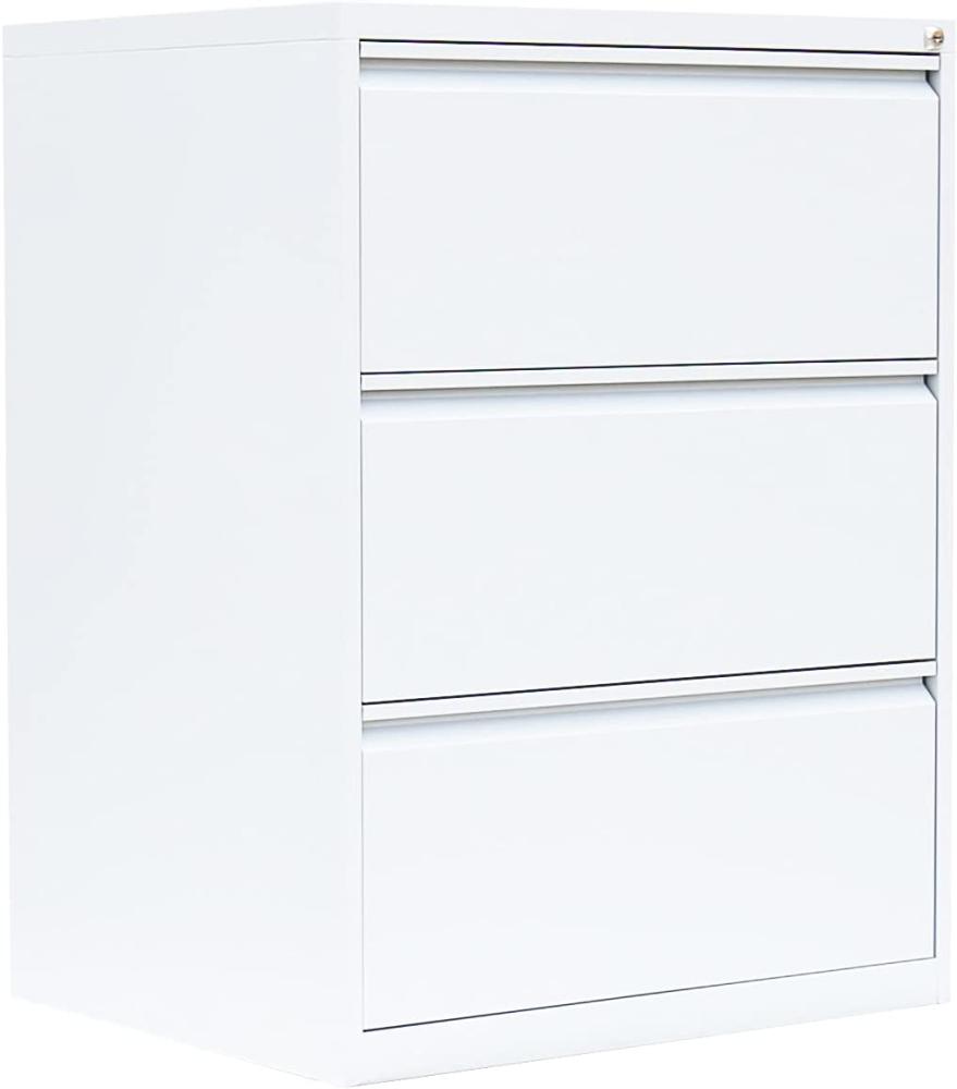 Stahl Büro Hängeregistratur Schrank Bürocontainer 101x76x62cm (HxBxT) mit 3 Schüben doppelbahnig Weiß 561327 Bild 1
