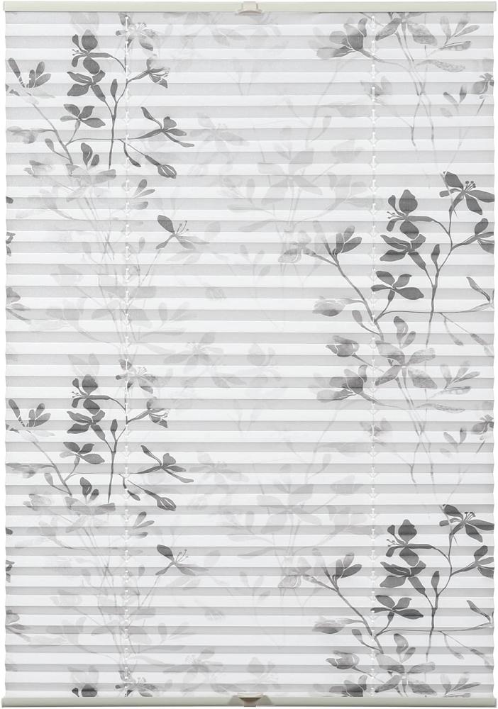 GARDINIA Plissee Bella, Motiv-Plissee in weiss mit Blättern, Montage ohne Bohren, viele Größen Bild 1