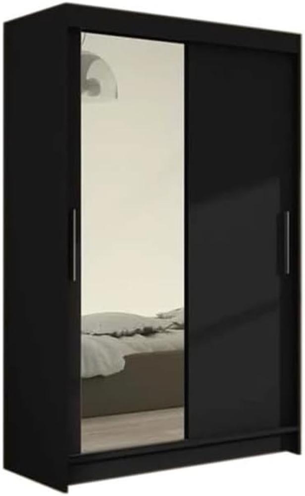 Schwebetürenschrank FLORIA VI mit Spiegel, 120x200x58, schwarz matt Bild 1