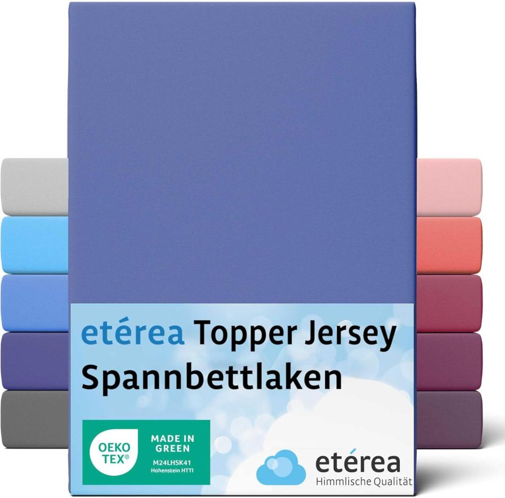 etérea Jersey Topper Spannbettlaken Spannbetttuch Blau 140x200 - 160x200 cm Bild 1