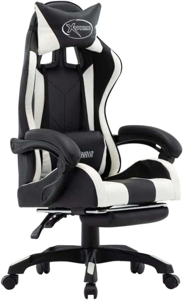 vidaXL Gaming-Stuhl mit Fußstütze Weiß und Schwarz Kunstleder Bild 1