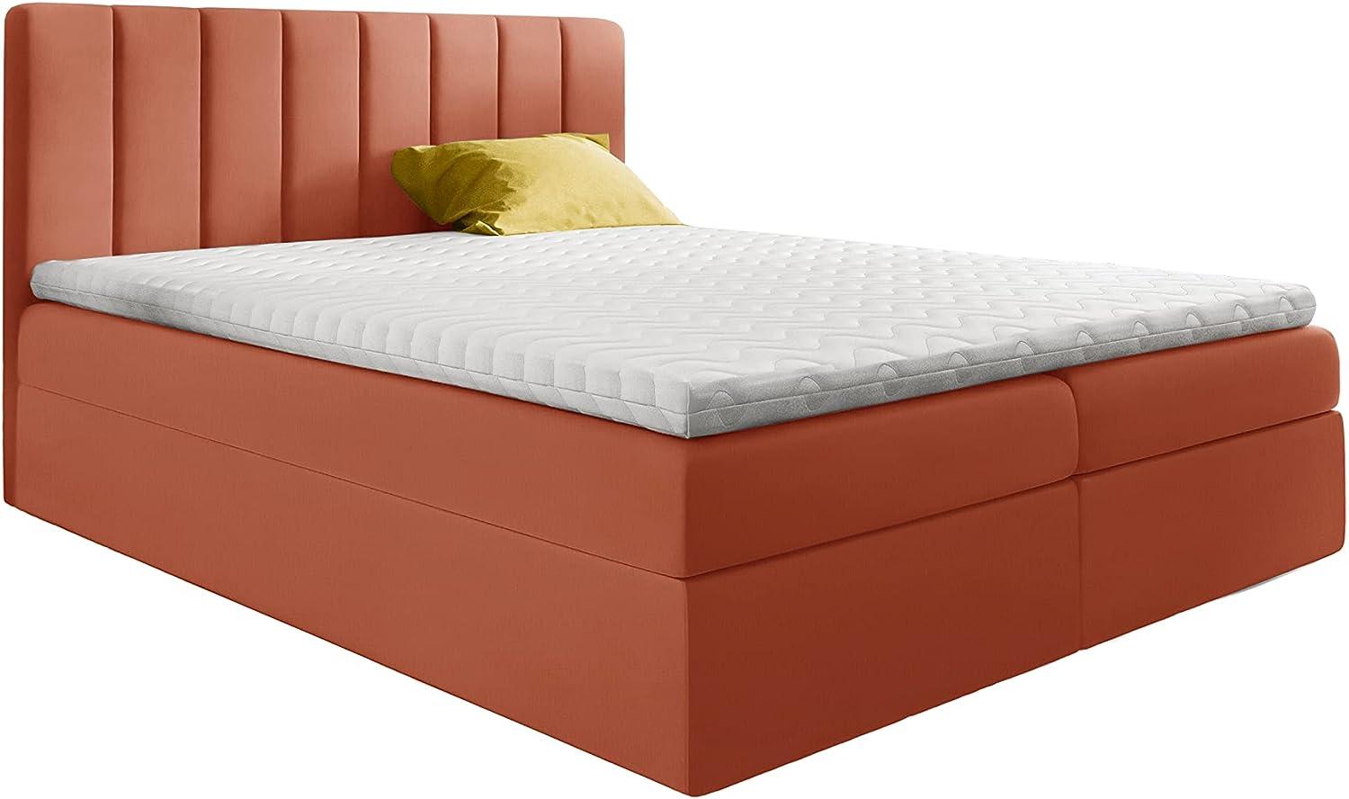 Stylefy 'Arcelia' Boxspringbett, Velours Monolith Orange 140 x 200 cm Bild 1