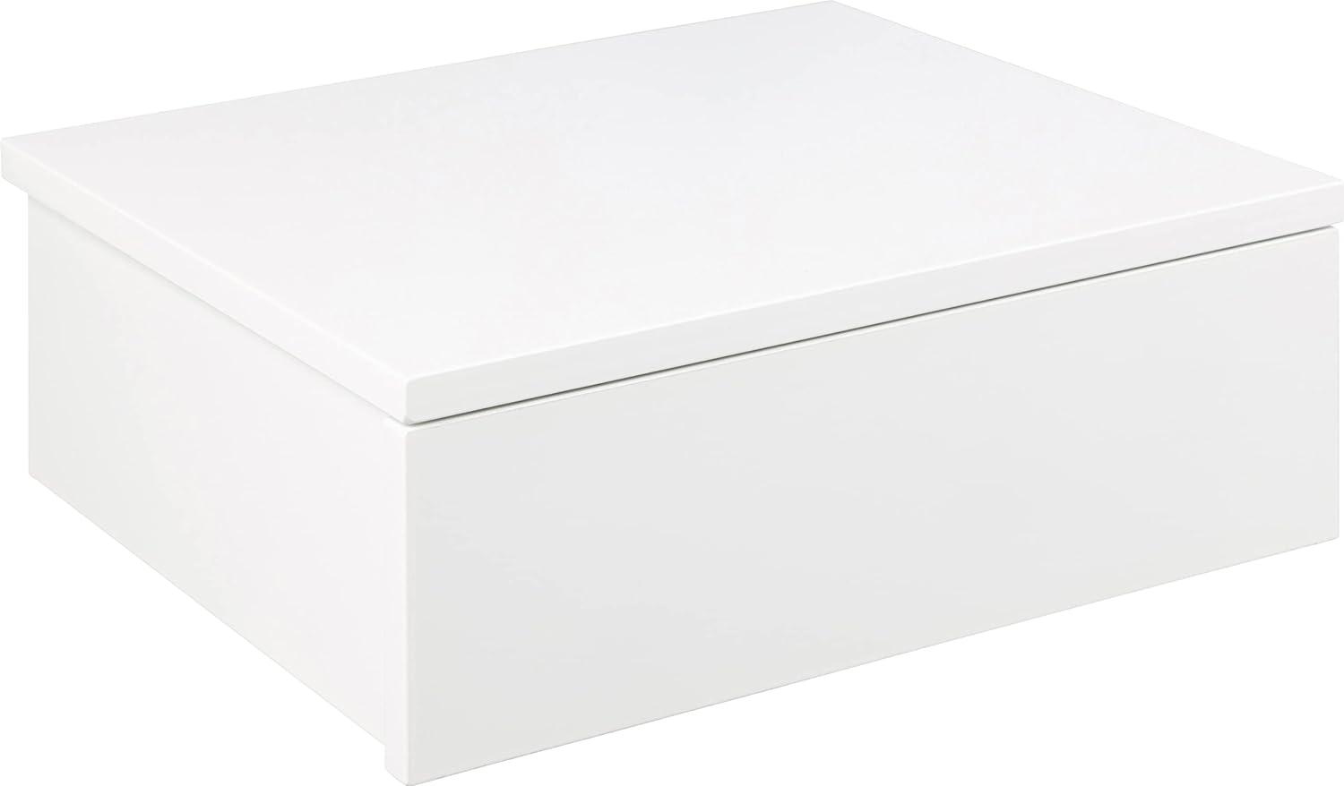 AC Design Furniture Asta Weißer Quadratischer Nachttisch mit 1 Schublade, zur Wandmontage, minimalistisches Design, Organisation des Schlafzimmers, B: 37 x H: 13 x T: 32 cm Bild 1