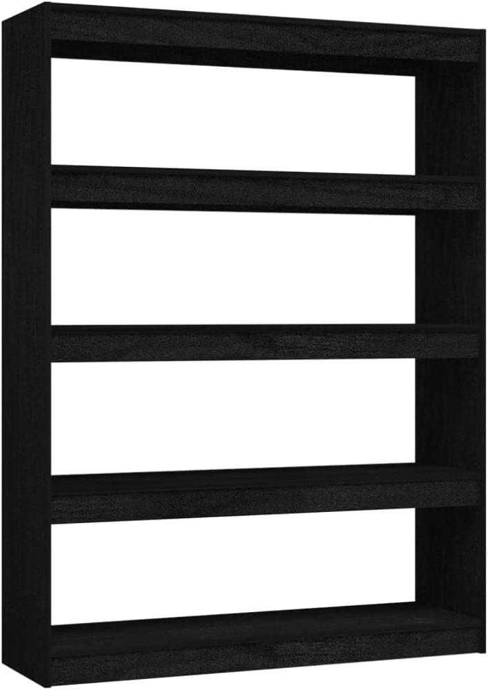 Bücherregal/Raumteiler Schwarz 100x30x135,5cm Kiefer Massivholz Bild 1