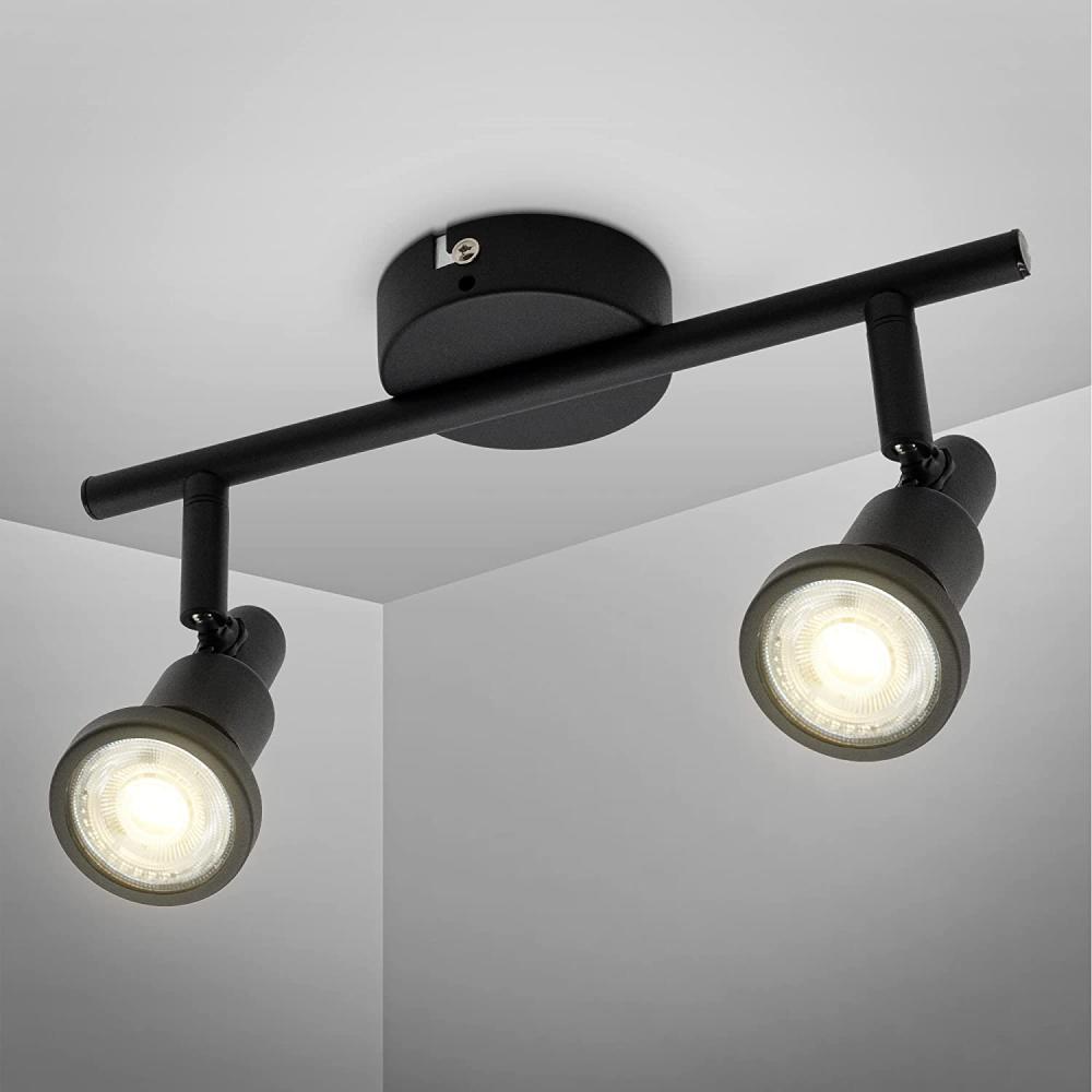 Deckenleuchte Bad LED Decken-Strahler Spot 2x GU10 Schwarz Badezimmer-Lampe IP44 Bild 1
