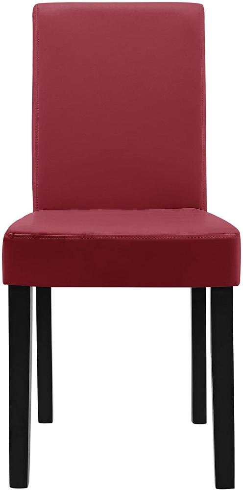 2er Set Polsterstühle Dunkelrot mit Massivholzbeinen Stühle in Kunstlederbezug Esstischstuhl Hochlehner Küchenstuhl Bild 1