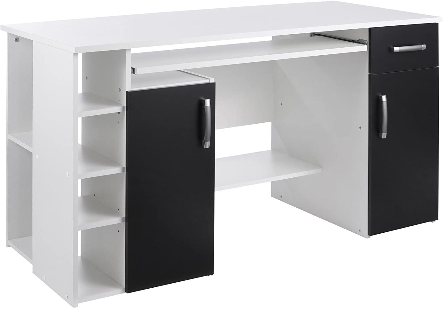 Computertisch / Schreibtisch / PC-Tisch weiß-schwarz - weiß - schwarz Bild 1