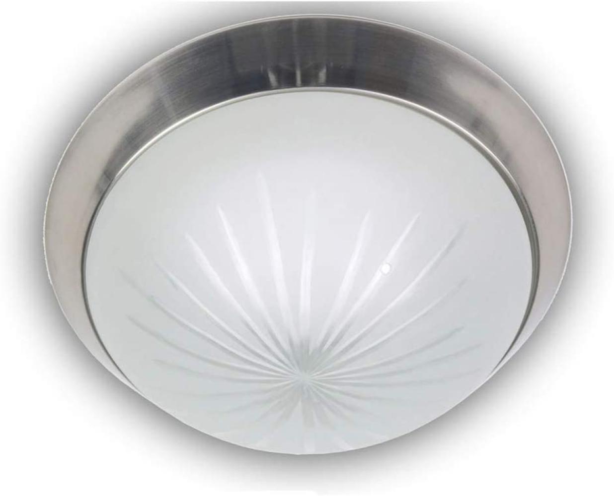 LED-Deckenleuchte rund, Schliffglas satiniert, Dekorring Nickel matt, Ø 25cm Bild 1