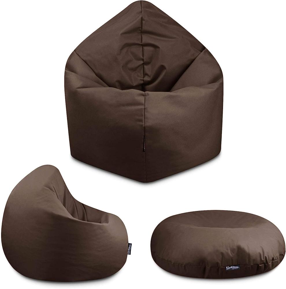 BuBiBag - 2in1 Sitzsack Bodenkissen - Outdoor Sitzsäcke Indoor Beanbag in 32 Farben und 3 Größen - Sitzkissen für Kinder und Erwachsene (145 cm Durchmesser, Braun) Bild 1