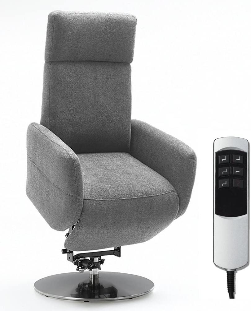 Cavadore TV-Sessel Cobra, Fernsehsessel mit 2 E-Motoren, Akku und Aufstehhilfe, Relaxfunktion, Liegefunktion, Ergonomie L, 71 x 112 x 82, Belastbar bis 130 kg, hellgrau Bild 1