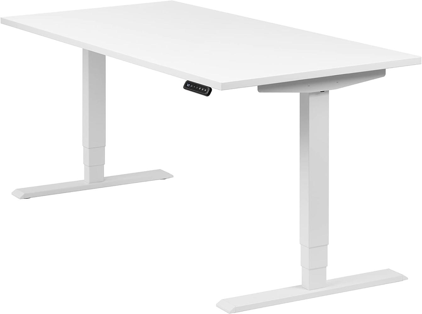 boho office® homedesk - elektrisch stufenlos höhenverstellbares Tischgestell in Weiß mit Memoryfunktion, inkl. Tischplatte in 160 x 80 cm in Weiß Bild 1