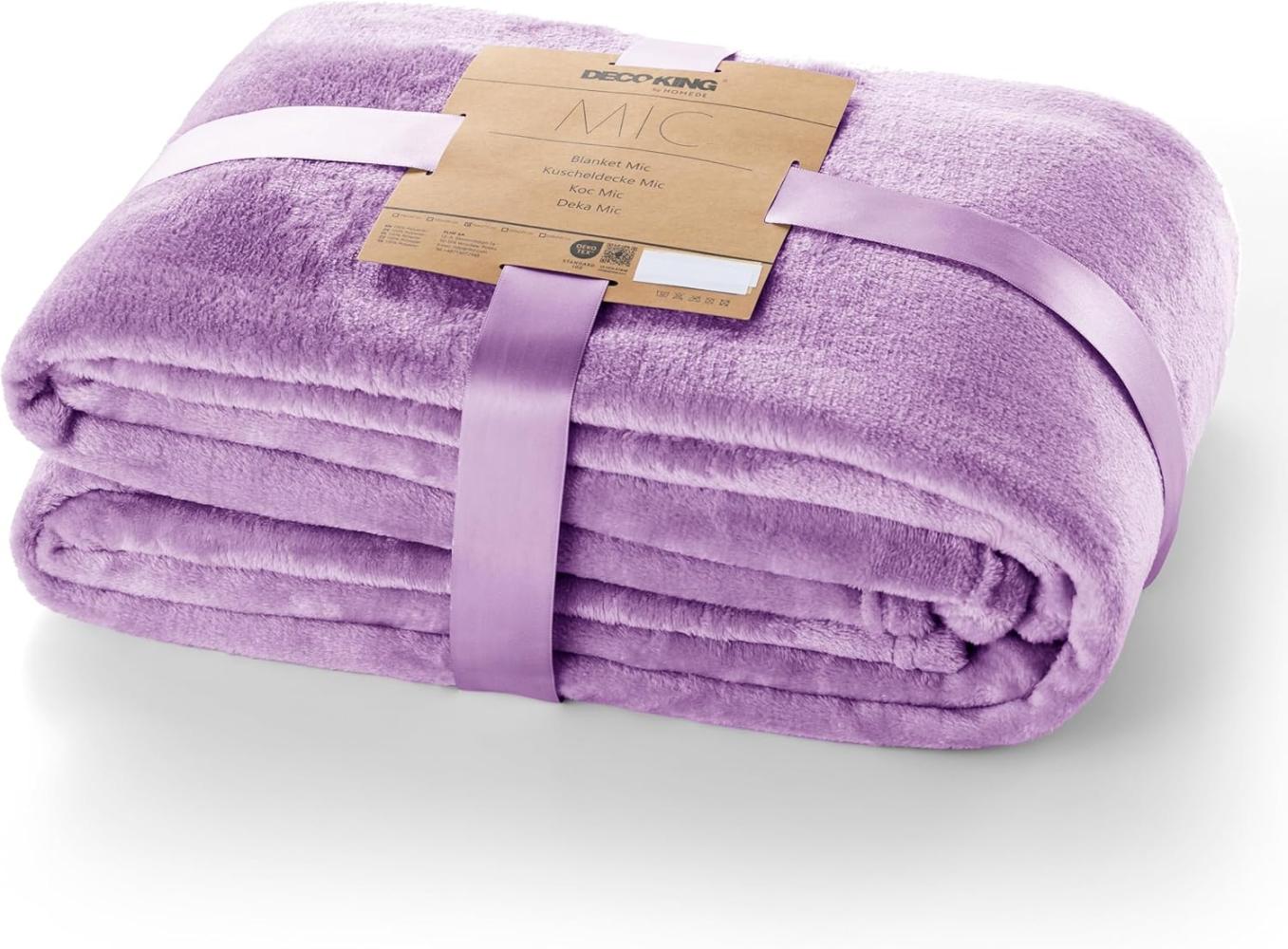 DecoKing Kuscheldecke 150x200 cm lila Decke Microfaser Tagesdecke Fleece weich sanft kuschelig Lilac Mic Bild 1