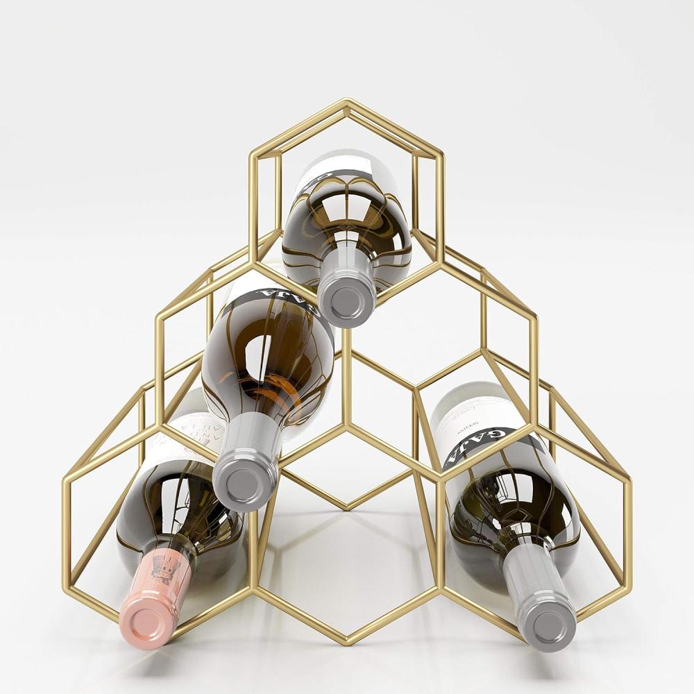 PLAYBOY - Weinregal "GLORIA" für 6 Flaschen, geometrische Form, goldenes Metallgestell, Retro-Design Bild 1