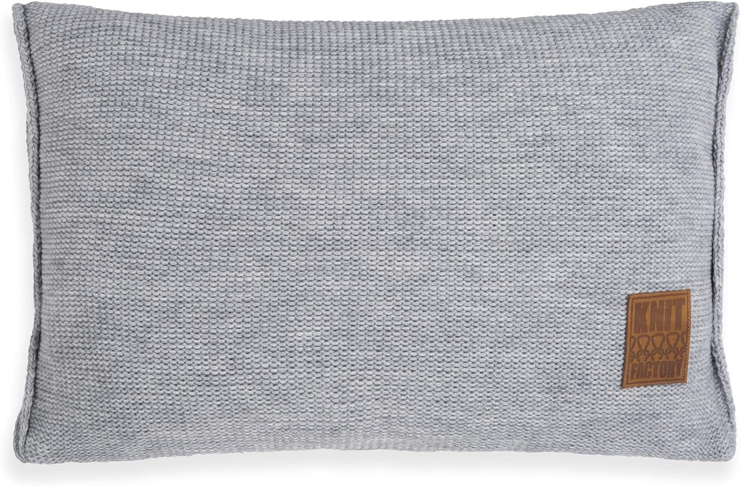 Knit Factory Uni Kissen 60x40 cm Glatt Grau Bild 1