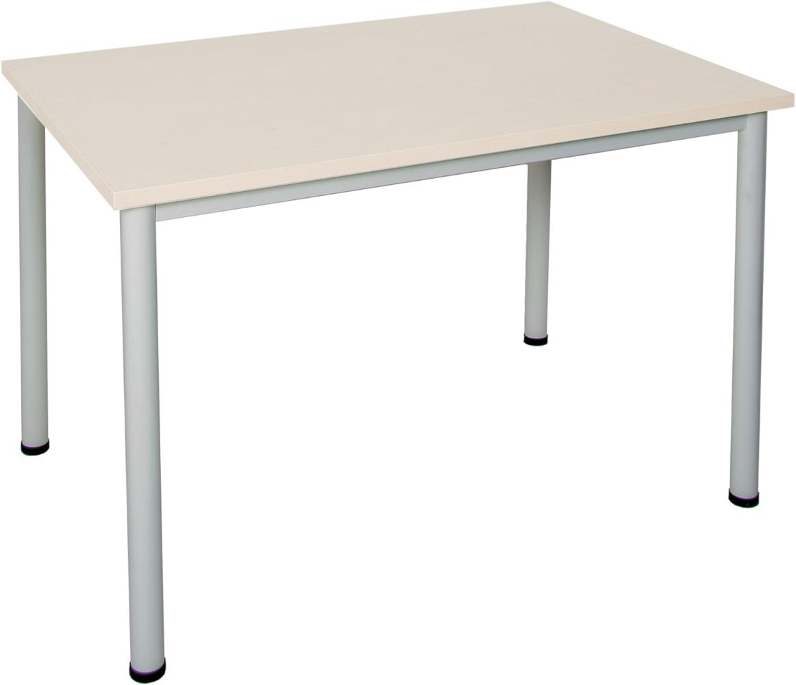 Dila GmbH Schreibtisch in verschiedenen Größen und Farben graues Metallgestell Konferenztisch Besprechungstisch Arbeitstisch Universaltisch Bürotisch Verkaufstisch (B: 80 cm x T: 80 cm, Lichtgrau) Bild 1