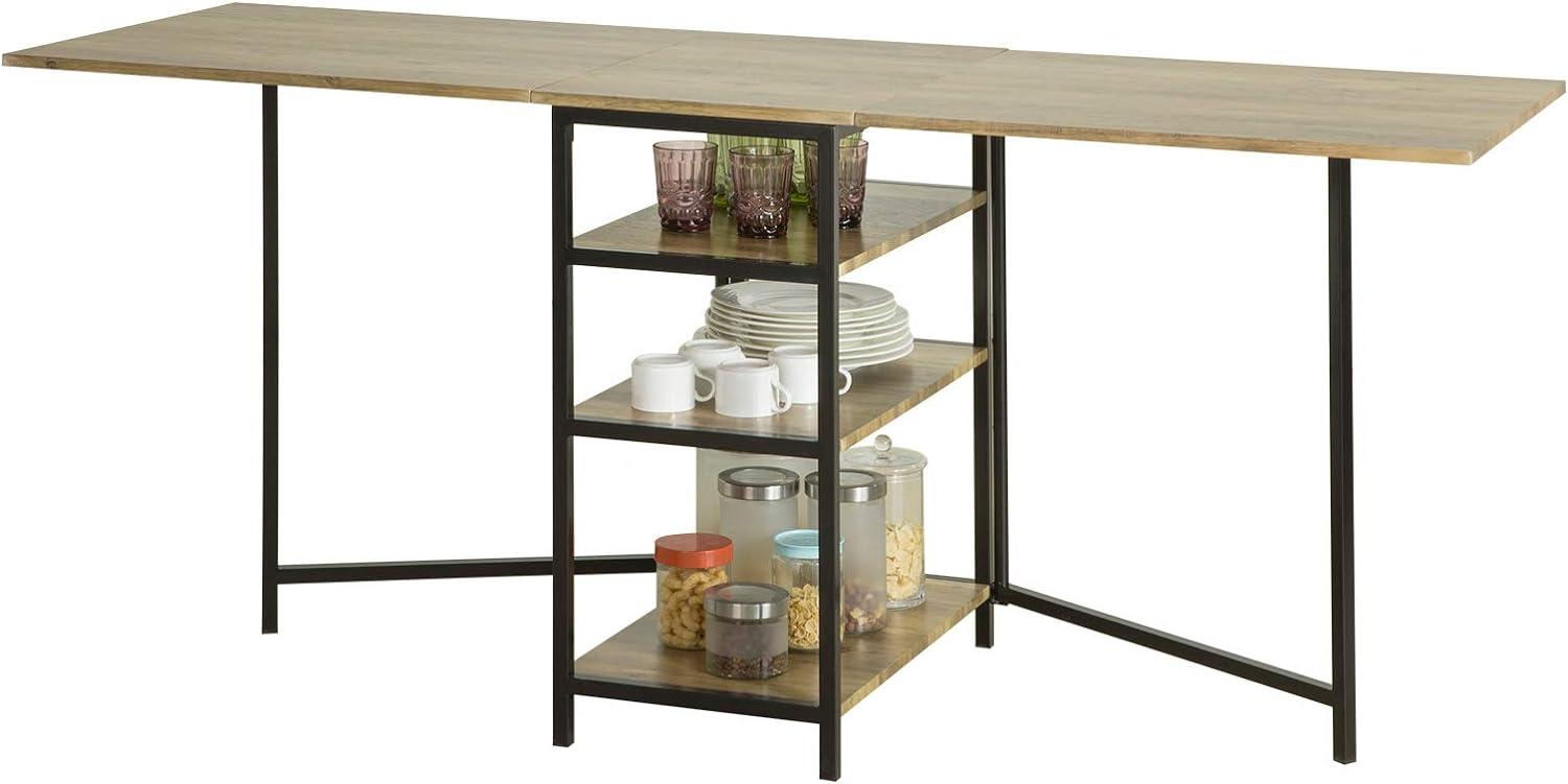 SoBuy FWT62-N klappbarer Esszimmertisch mit 3 Ablagen Klapptisch Küchentisch Holztisch Tisch Industrie-Design BHT ca. : 180x77x60cm Bild 1