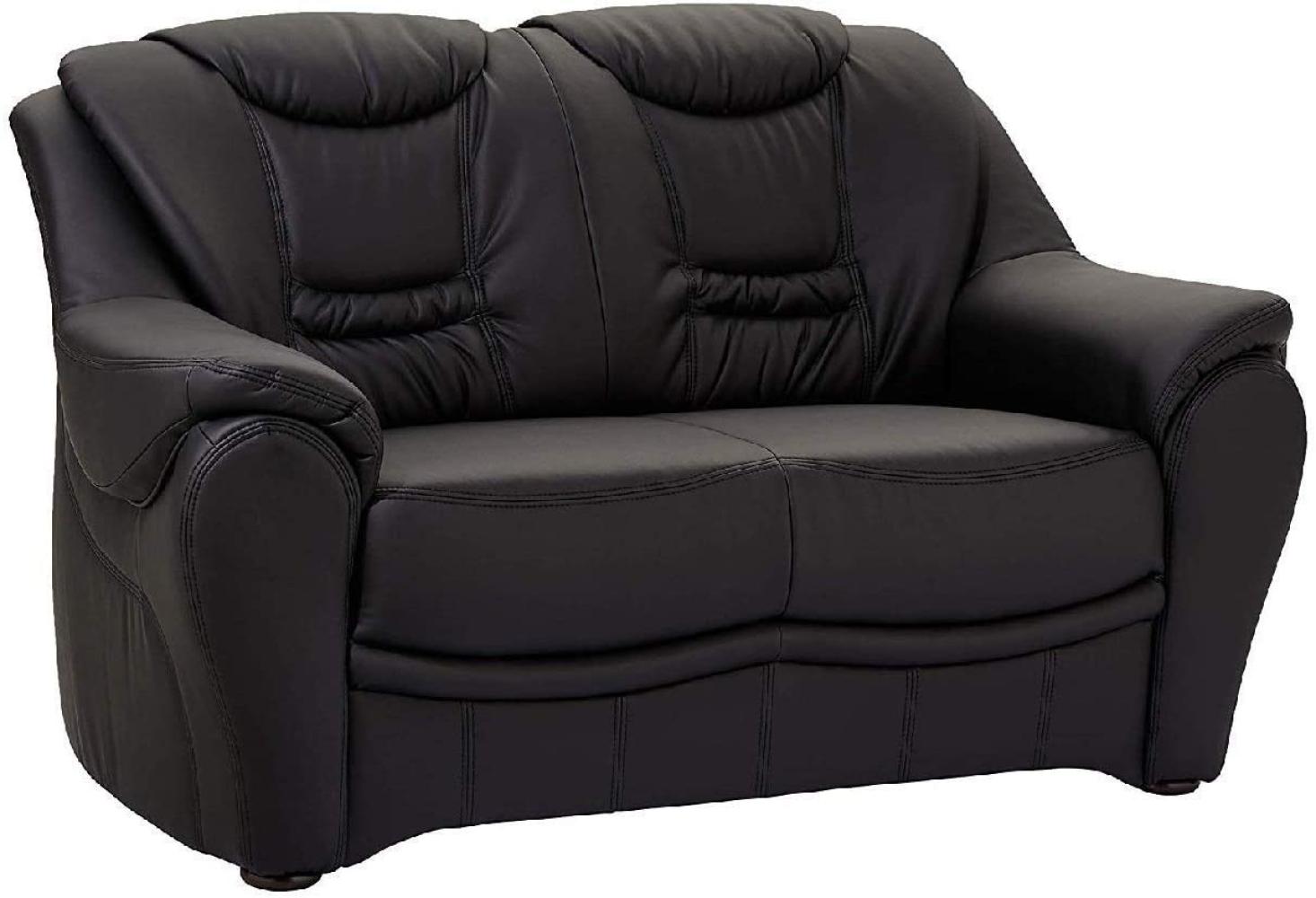 Cavadore 2er Sofa Bansa 2-sitzige Couch in Lederoptik, Kunstleder, schwarz, 148 x 94 x 95 cm Bild 1