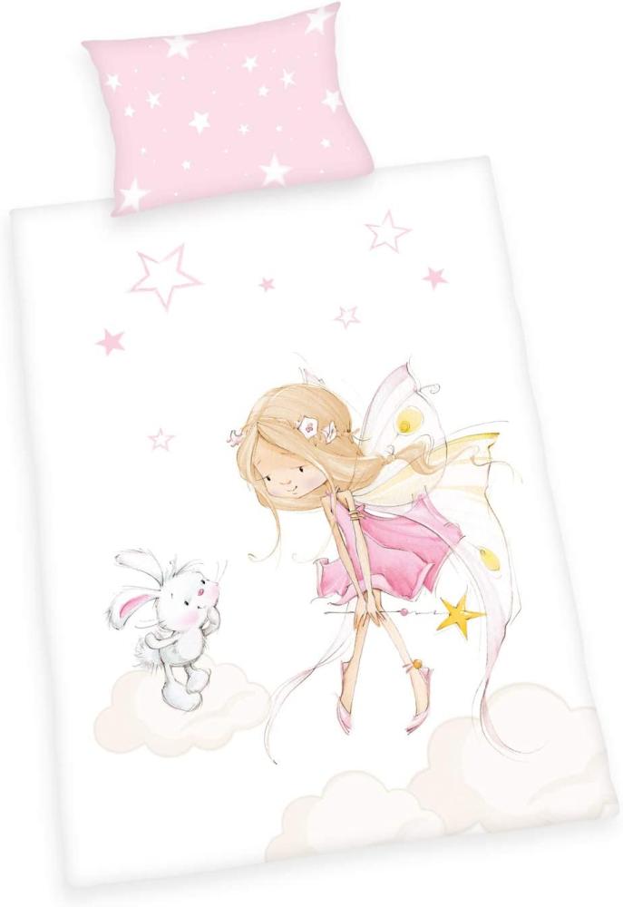 baby best 'Little Fairy' Bio-Bettwäsche 100 x 135 cm pink weiß Bild 1