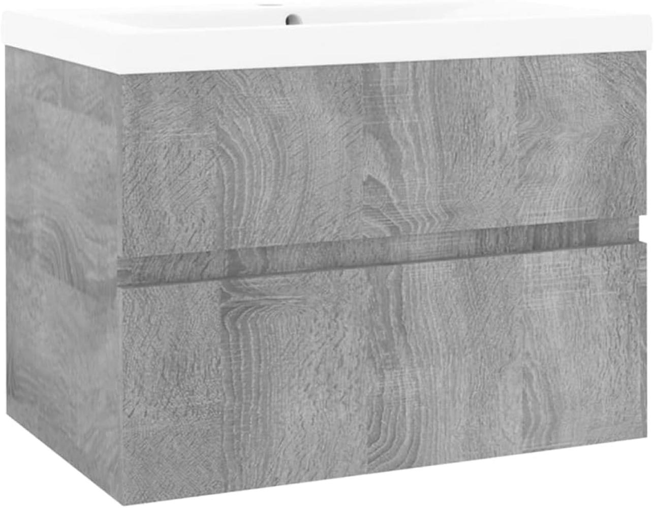 Waschbeckenschrank mit Einbaubecken Grau Sonoma Holzwerkstoff Bild 1